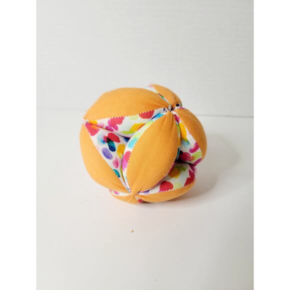 LOVEVERY Organic Montessori Ball 3.5” Diameter Orange Floral - Picture 2 of 3